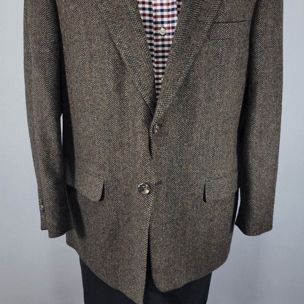 Cricketeer Men's Tweed Sport Coat Blazer Two Button Brown Herringbone Wool 46R - Picture 6 of 14
